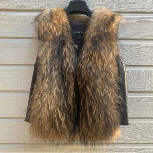 Adrienne Landau | Genuine Raccoon Fur & Leather Vest - Petite